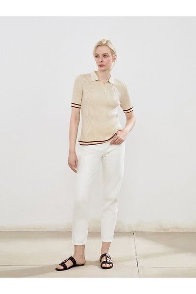 LC Waikiki Polo Neck Textured Women's T-Shirt