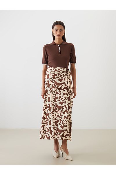 LC Waikiki Fusta din poplin cu model cu talie legată