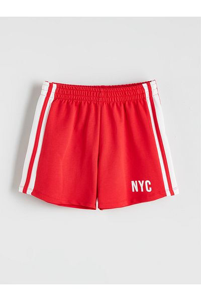 LC Waikiki Nyc Printed Girls Shorts with Elastic Waist