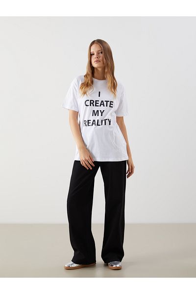 LC Waikiki Γυναικείο μπλουζάκι με στάμπα Crew Neck