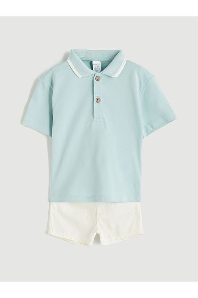 LC Waikiki Polo Neck Baby Boy T-Shirt and Shorts 2-Piece