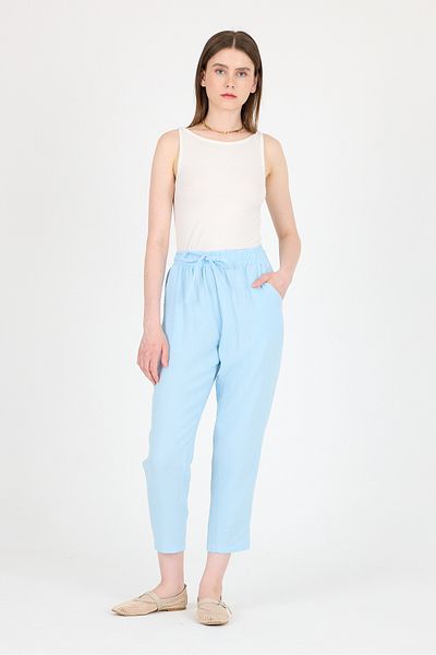 Rays Baby Blue Muslin 100% Cotton Elastic Waist Trousers 8055A