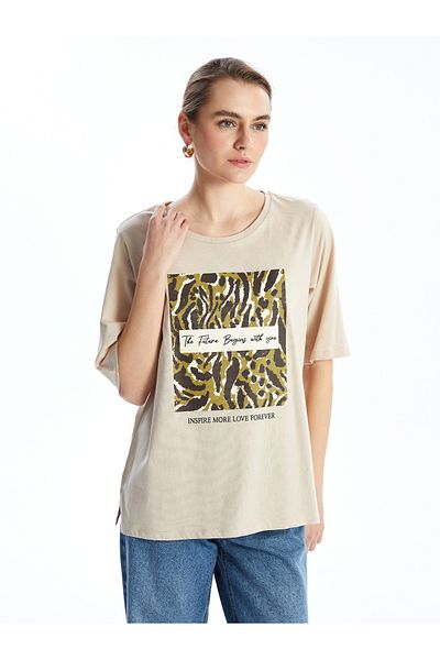 LC Waikiki Tricou de damă cu imprimeu cu gât crew