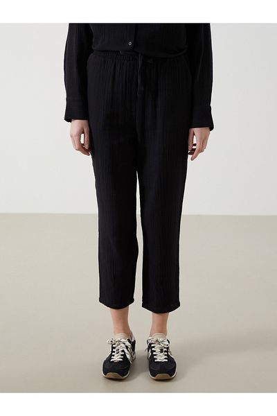 LC Waikiki Pantaloni de damă din muselină drepte cu talie elastică