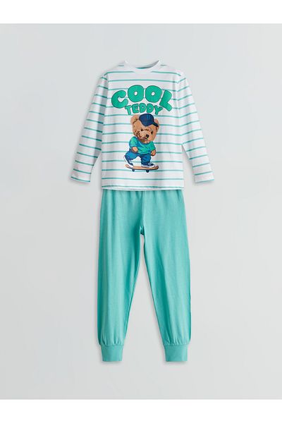 LC Waikiki Set de pijamale pentru băieți cu imprimeu Teddy Bear