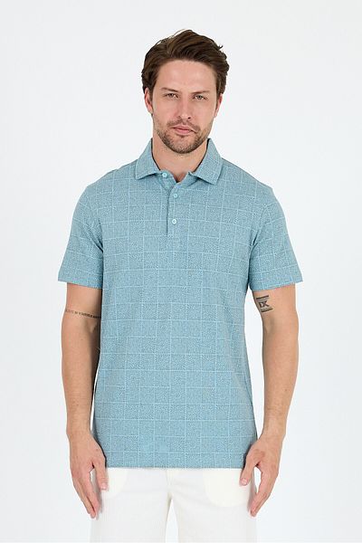 Rodi Men's Polo Neck Patterned T-Shirt – 95% Cotton 5% Elastane – Stylish, Flexible and Comfortable Short Sleeve T-Shirt 0034