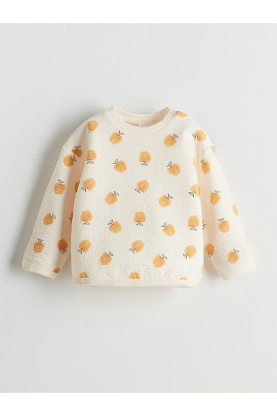 LC Waikiki Crew Neck Printed Baby Girl Sweatshirt and Leggings 2-Piece
