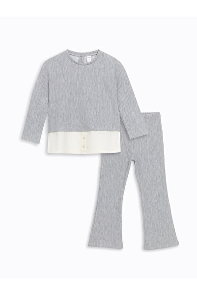 LC Waikiki Crew Neck Girls Blouse and Leggings Pants 2-Piece