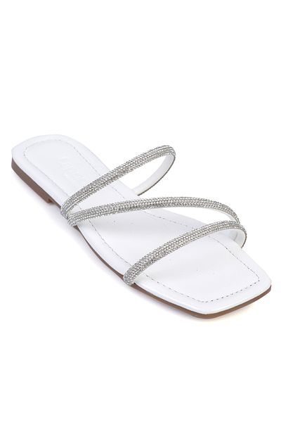 Capone Outfitters Stoned 3-Striped Flat Heel Quilted Women's Slippers