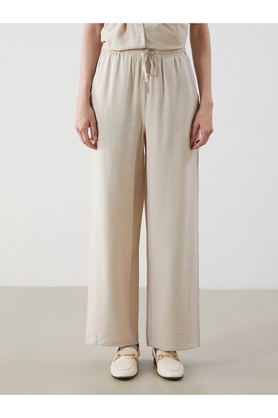 LC Waikiki Linen Look Women's Trousers with Elastic Waist