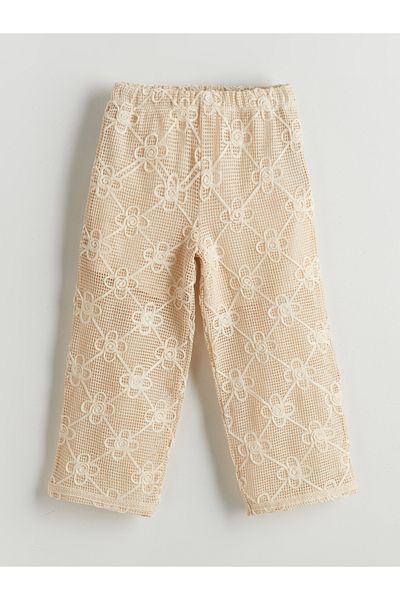 LC Waikiki Floral Girl's Lace Trousers with Elastic Waist