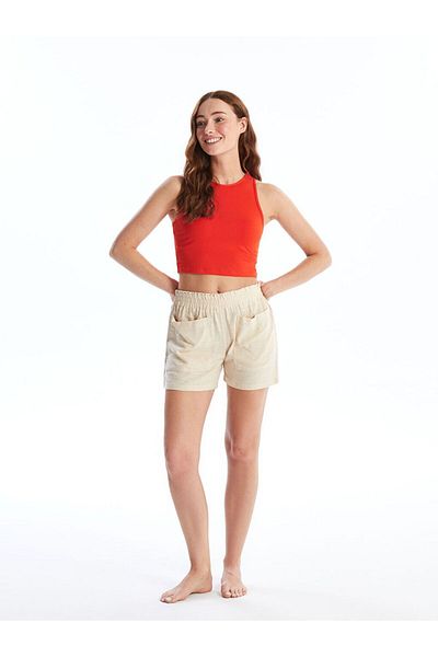 LC Waikiki Orange Women's Crew Neck Plain Crop Tank Top