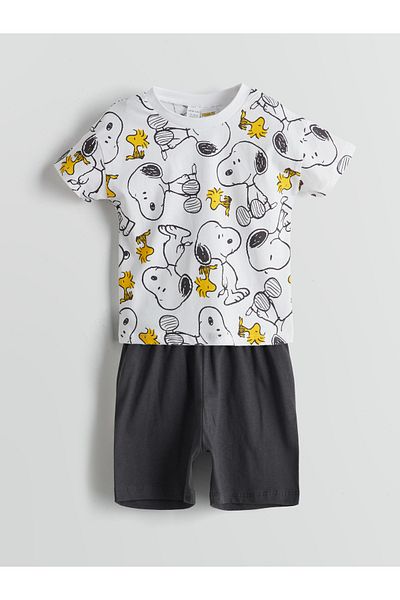 LC Waikiki Snoopy Printed Baby Boy Shorts Pajamas Set