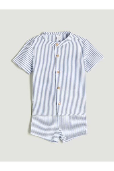 LC Waikiki Short Sleeve Striped Shirt and Shorts 2 Pack