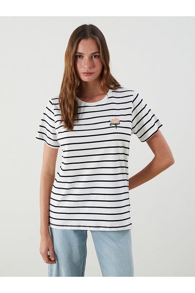 LC Waikiki Tricou de damă cu dungi cu gât