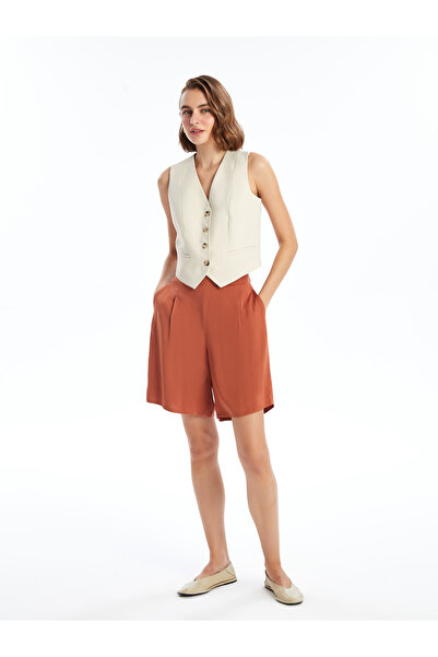 LC Waikiki Einfarbige Shorts mit elastischer Taille für Frauen