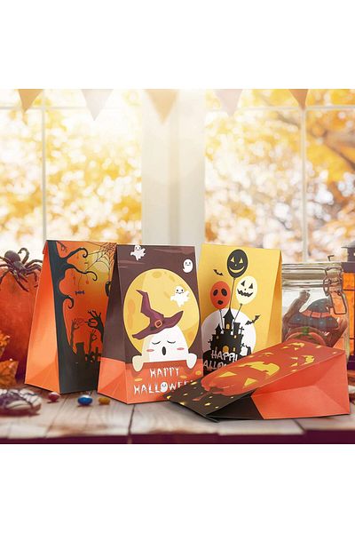 Kesote Set of 12 Halloween bags Kesote, paper, multicolor, 22 x 12 x 8 cm