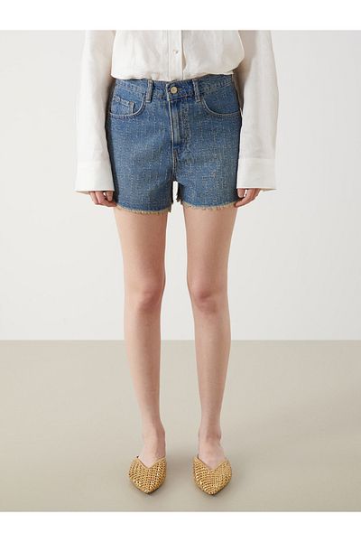 LC Waikiki Mom Fit Patterned Women's Jean Shorts