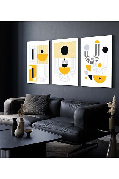Hagen Pictură de perete Pictură boemă Picturi de bucătărie cu aspect de cadru Pictură din 3 piese Pictură modernă Calitate premium