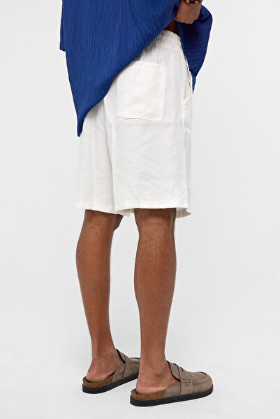 VAMOSCLO oversized Λινό σορτς Λευκό