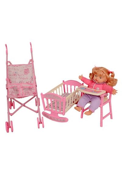 rexa Cute Pretty Doll with stroller and Bed 4 in 1