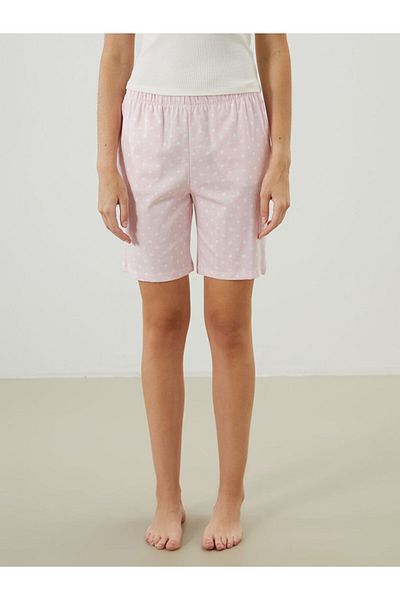 LC Waikiki Pantaloni scurți pentru femei Young Ecru cu talie elastică cu buline