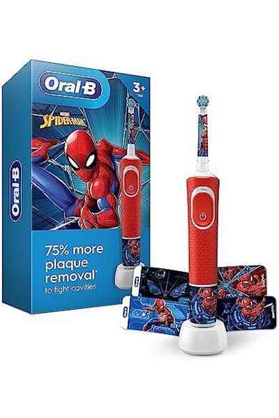 Oral-B فرشاة أسنان كهربائية للأطفال برسومات سبايدرمان من مارفل، للأطفال من عمر 3 سنوات فما فوق