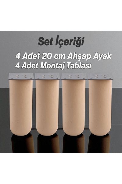 Badem10 Bohemian 4 Buc Cilindru Din Lemn Natural 20 Cm Set Mobilier Fotoliu Canapea Picior Picioare
