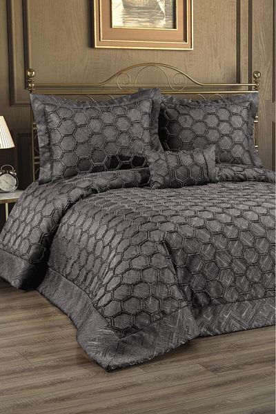 Çeyiz Diyarı Deste Filled Cotton Double Bedspread Gray