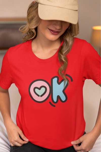 ArtYus Unisex Bărbați/Femei OKEY Colorat cu imprimeu supradimensionat bumbac ...