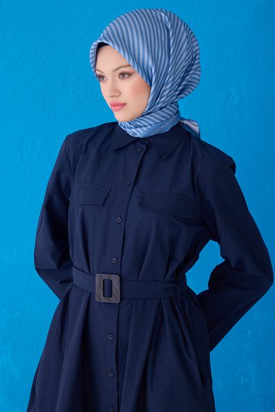 Belli Eșarfă din mătase twill 4115D model în dungi Baby Blue-91