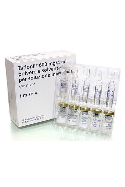 teofarma Glutathione, Tationil, 600mg/4ml, Antioxidant, 10 vials powder, 10 vials solvent