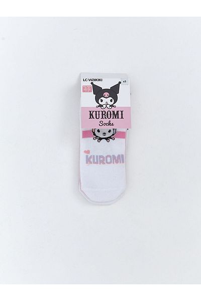 LC Waikiki White Kuromi Patterned Girl's Booties Socks 5-Piece
