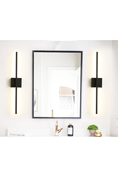 gaziantepavize Yumato 80cm Kare Arkalı Siyah Günışığı Ledli Pilli Aplik - 2 Adet Fiyatıdır - Pil Dahildir
