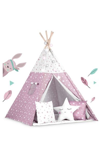shumee Cort Teepee Nukido cu lumini pentru copii - Roz cu stele