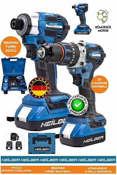 BÖHRER 350Nm Torklu Darbeli Matkap & 21 Kademeli 13mm Mandren Akülü Vidalama ...