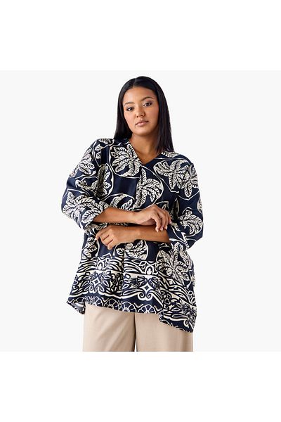Ulla Popken Printed V Neck Top