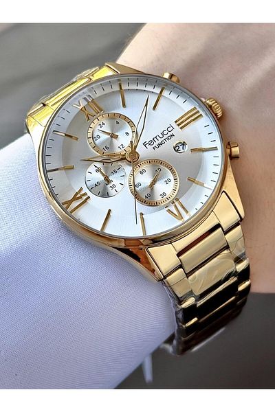 Ferrucci Men's Gold Color Metal Cord Wrist Watch