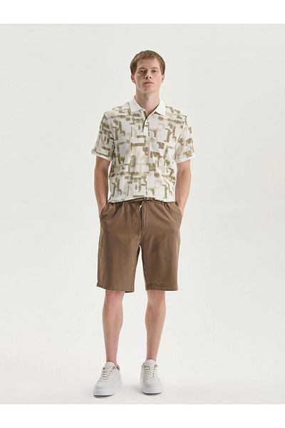 LC Waikiki Green Standard Fit Men's Shorts with Tie Waist Detail