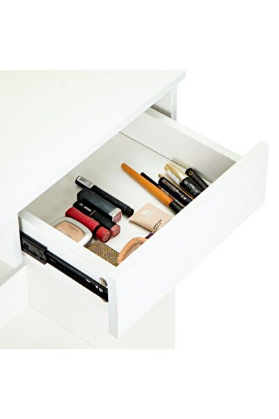 SERSIMO Masă de toaletă cu oglindă, rafturi și sertar, 75x40x136 cm, albă