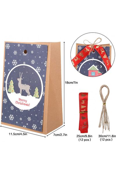 Naler Set of 12 Naler gift bags, paper, multicolor, 18 x 7 x 11.5 cm