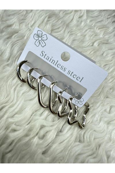 BY YASİN TOPÇU Set of 6 Mix Earrings (Stainless Steel)