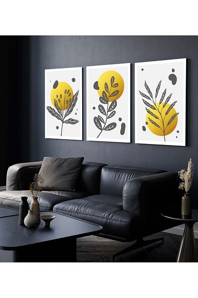 Hagen Pictură de perete cu aspect de cadru Picturi de bucătărie de calitate premium Pictură din 3 piese Pictură modernă Pictură boemă