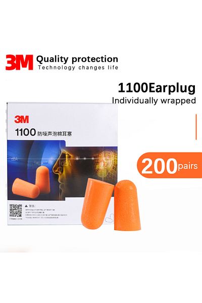 3M 200pairs 3M】Anti-Noise Earplugs Industrial Earplugs Mute Mechanical Noise Noise Insulation Noise Red