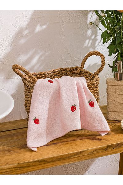 LC Waikiki Pink Strawberry Embroidered Cotton Face Towel 50X80 cm