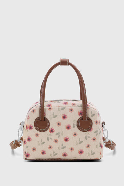 Housebags Çiçek Desen Yeşil-Kırmızı Vintage Çok Yönlü PU Deri Çapraz Askılı Ç...