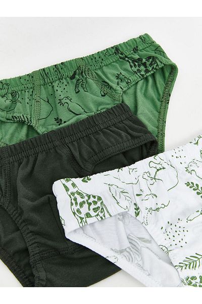 LC Waikiki Green Elastic Waist Printed Boy's Underwear 3-Piece