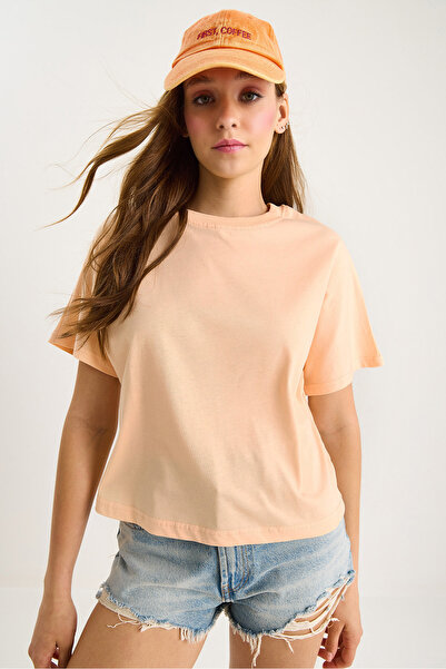 Bianco Lucci Women's Organic Cotton Regular Fit Crew Neck Basic Short Sleeve T-Shirt 60602048