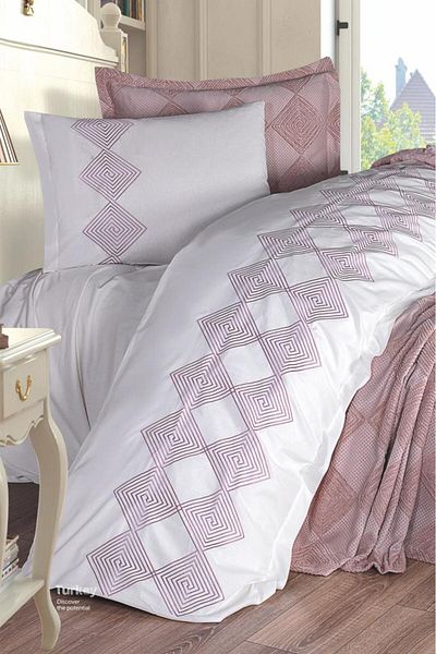 Çeyiz Diyarı Seher 4 Piece Embroidered Pique Set 240X260 Powder