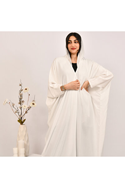 Beyond White half-bisht abaya with summer fabric